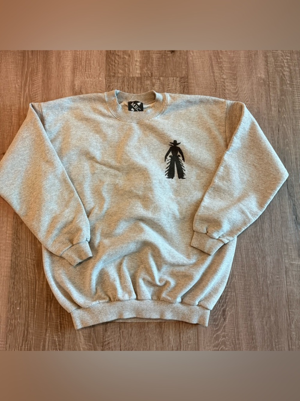 Vintage Michigan Rag Co Cowboy Sweatshirt L Western Horse Boots Graphic Gray
